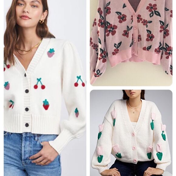 My Michelle Sweaters - MEDIUM Thickness Adorable puff sleeve Crop sweater